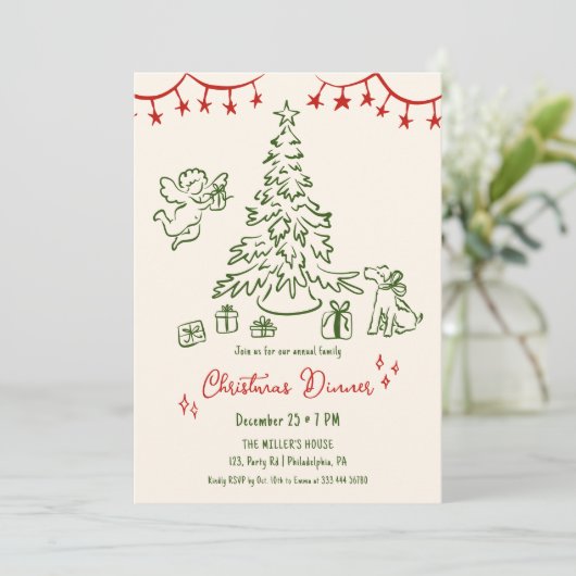 ファミリークリスマスディナーハンドドローファンシート 案内状 (スタンド正面)