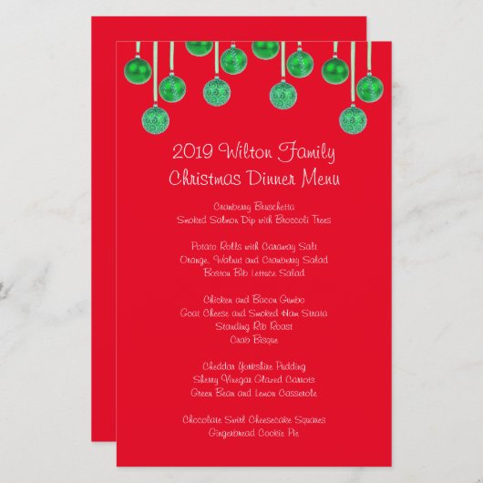ファミリークリスマスディナーメニュー記念 (正面/裏面)