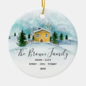 ファミリークリスマスハウスオーナメントギフト セラミックオーナメント (正面)