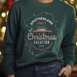 ファミリークリスマスバケーションレトロピンクヴィンテージカー スウェットシャツ