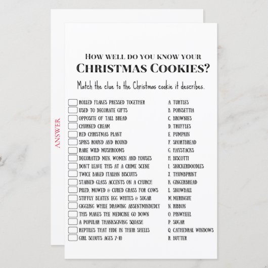 ファミリークリスマスパーティーゲーム印刷 (正面/裏面)