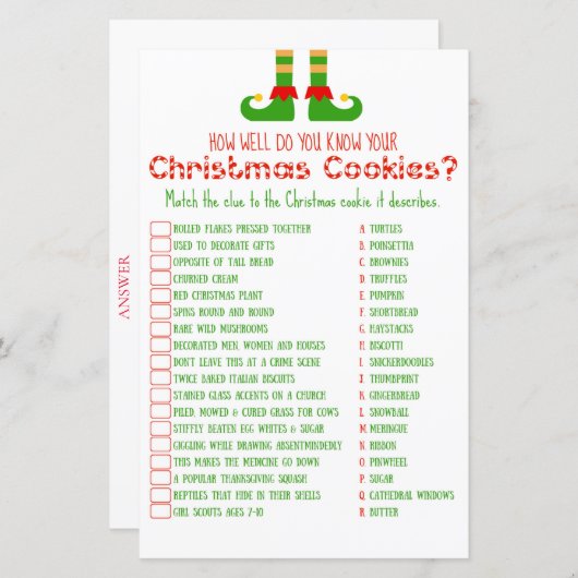 ファミリークリスマスパーティーゲーム印刷 (正面/裏面)