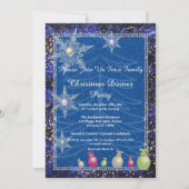 ファミリークリスマスパーティーホワイトツリーアイススノーフレーク 招待状 (正面)