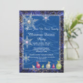 ファミリークリスマスパーティーホワイトツリーアイススノーフレーク 招待状 (スタンド正面)