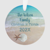 ファミリークリスマスビーチシェルフォトオーナメント オーナメント (正面)