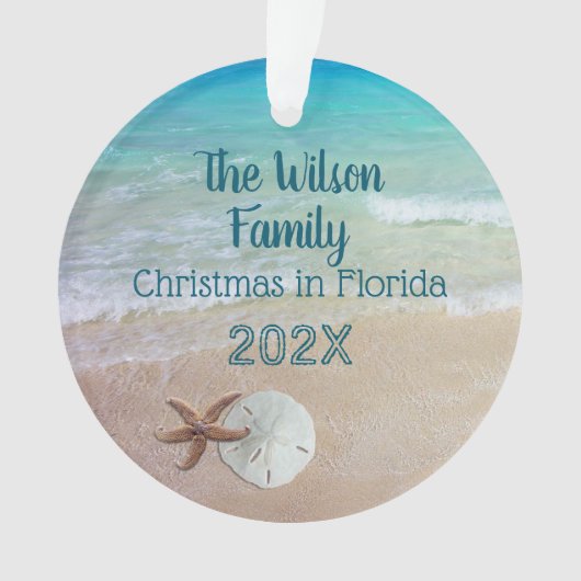 ファミリークリスマスビーチシェルフォトオーナメント オーナメント (正面)