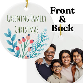 ファミリークリスマスファームハウス素朴な写真 セラミックオーナメント