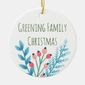 ファミリークリスマスファームハウス素朴な写真 セラミックオーナメント (正面)