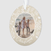 ファミリークリスマスフォトアイボリーアクリル オーナメント (正面)