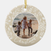 ファミリークリスマスフォトアイボリーセラミックオーナメント セラミックオーナメント (正面)