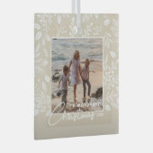 ファミリークリスマスフォトアイボリー ガラスオーナメント (正面右)