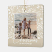 ファミリークリスマスフォトアイボリー セラミックオーナメント (左)