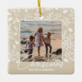 ファミリークリスマスフォトアイボリー セラミックオーナメント (正面)