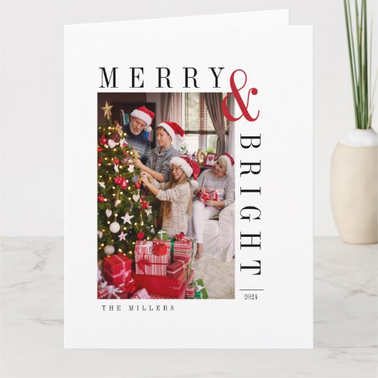 ファミリークリスマスフォトカモダンードスクリプトホリデー カード (正面)