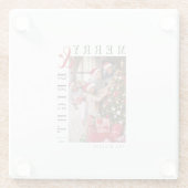 ファミリークリスマスフォトカモダンードスクリプトホリデー ガラスコースター (裏面)