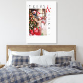 ファミリークリスマスフォトカモダンードスクリプトホリデー キャンバスプリント (インサイチュ (寝室))