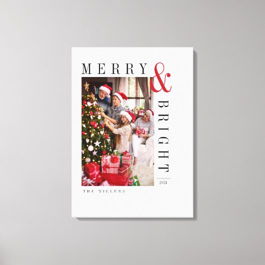 ファミリークリスマスフォトカモダンードスクリプトホリデー キャンバスプリント (正面)