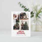 ファミリークリスマスフォトコラージュタイポグラフィ シーズンポストカード (スタンド正面)