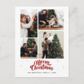 ファミリークリスマスフォトコラージュタイポグラフィ シーズンポストカード (正面)