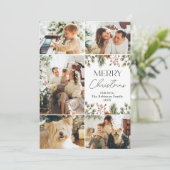 ファミリークリスマスフォトコラージンググリーン シーズンカード (スタンド正面)