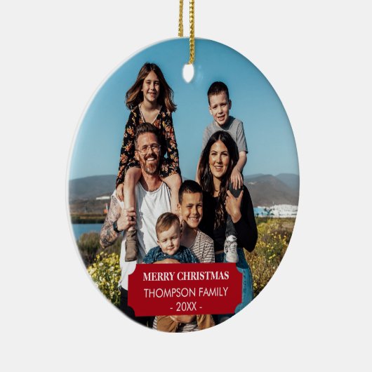 ファミリークリスマスフォトポートレートクリスマス セラミックオーナメント (右)