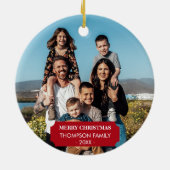 ファミリークリスマスフォトポートレートクリスマス セラミックオーナメント (裏面)
