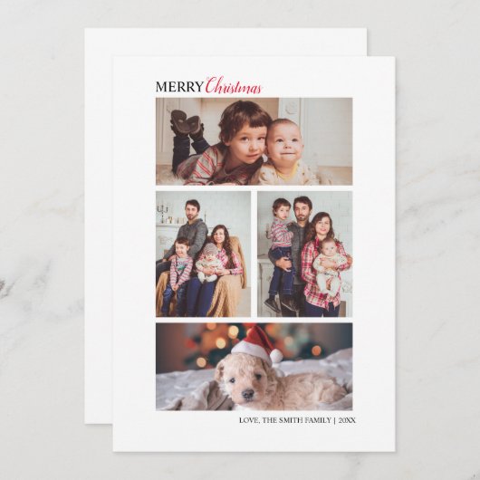ファミリークリスマスフォーフォトコラージュホリデーカード 招待状 (正面/裏面)