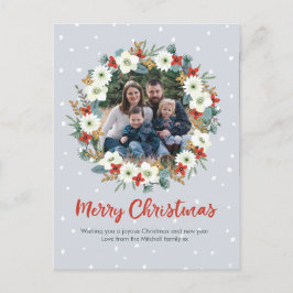 ファミリークリスマスフローラリースカードはがき シーズンポストカード