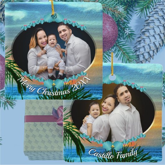 ファミリークリスマスプエルトサンセット1557 セラミックオーナメント