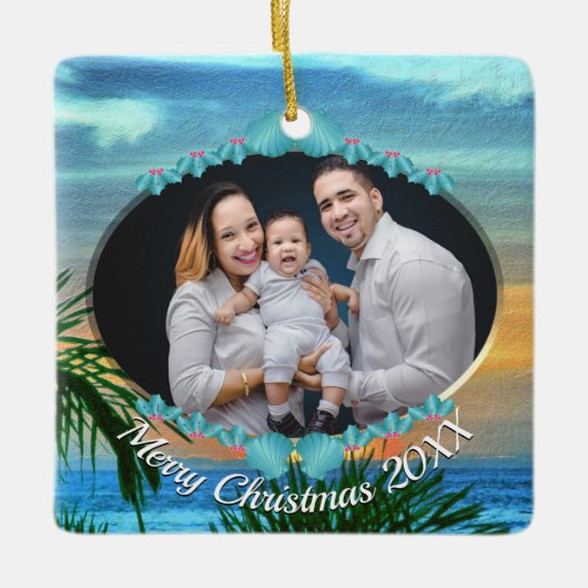 ファミリークリスマスプエルトサンセット1557 セラミックオーナメント (正面)