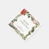 ファミリークリスマスホリデーズボタニカルエレガント紙 スタンダードカクテルナプキン (角)
