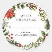 ファミリークリスマスホリデーズボタニカルモダン ラウンドシール (正面)