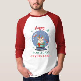 ファミリークリスマスホリデーマッチングドッグホリデー Tシャツ