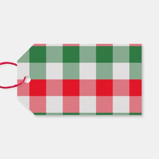 ファミリークリスマスホワイトグリーンと赤バッファロープレイド ギフトタグ (裏面横)