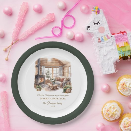 ファミリークリスマスホームパーソナライズされたパーティー ペーパープレート (パーティー)