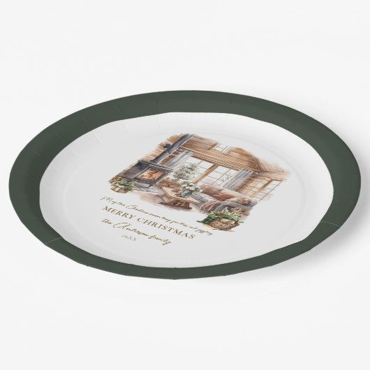 ファミリークリスマスホームパーソナライズされたパーティー ペーパープレート (アングル)