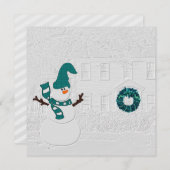 ファミリークリスマスメッセージ雪だるまテーマ シーズンカード (正面/裏面)