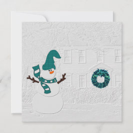 ファミリークリスマスメッセージ雪だるまテーマ シーズンカード