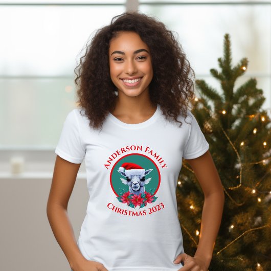 ファミリークリスマスラマアンドリースデザイン Tシャツ