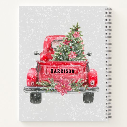 ファミリークリスマスレシピヴィンテージレッドトラックノート ノートブック (裏面)