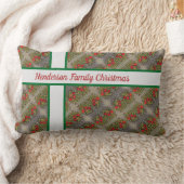ファミリークリスマスレッドグリーンホリデーパターン ランバークッション (ブランケット)