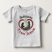 ファミリークリスマス出生シーンチームイエス ベビーTシャツ (正面)