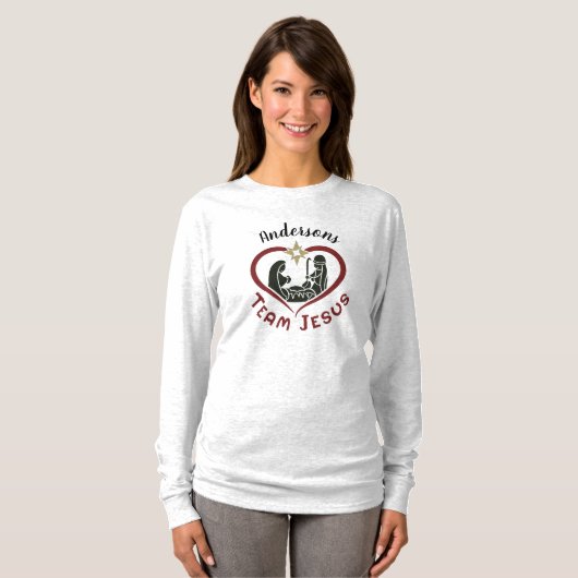 ファミリークリスマス出生シーンチームイエス Tシャツ (正面フル)