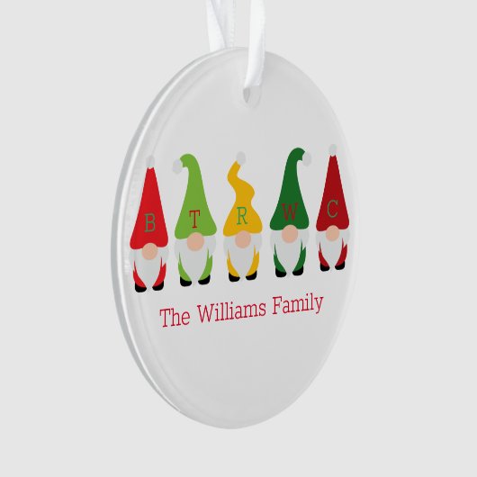 ファミリークリスマス格言レッドグリーン名フェスティバルおもしろい オーナメント (正面)