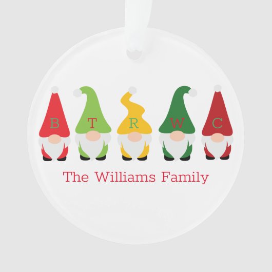 ファミリークリスマス格言レッドグリーン名フェスティバルおもしろい オーナメント (正面)