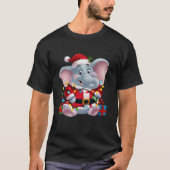 ファミリークリスマス照明サンタエレファントクリスマス Tシャツ (正面)