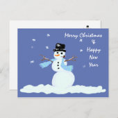 ファミリークリスマス雪だるま シーズンポストカード (正面/裏面)