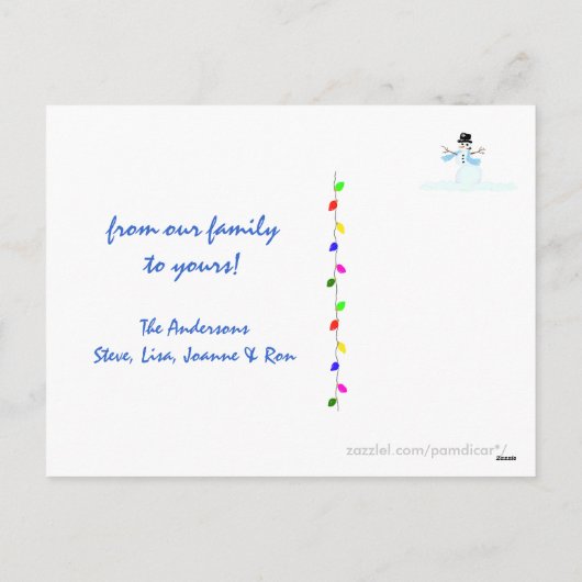 ファミリークリスマス雪だるま シーズンポストカード (裏面)