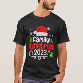 ファミリークリスマス2023サンタハットライトパジャマクリスマス Tシャツ (正面)
