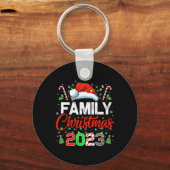 ファミリークリスマス2023マッチングスクワッドサンタ小妖精や小人おもしろい キーホルダー (正面)